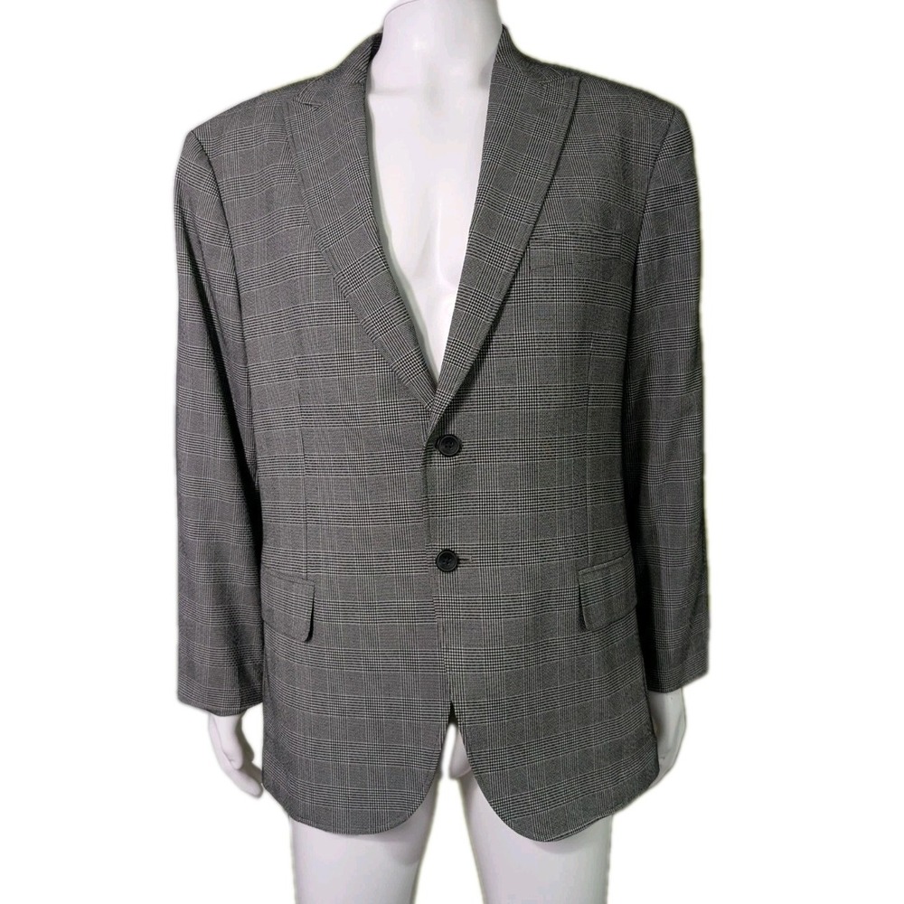 AWEARNESS Kenneth Cole Men's Blazer 44 Short Gray Glen Plaid Unstructured